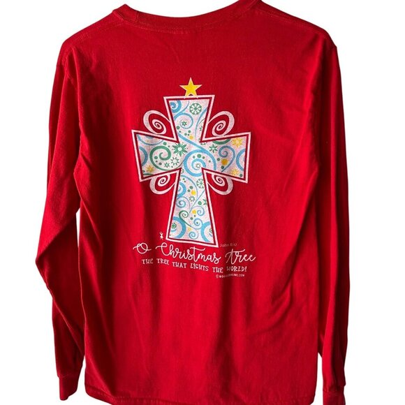 Woggle Red Christmas Cross Long Sleeve T-Shirt Womens Size Small - Picture 1 of 6